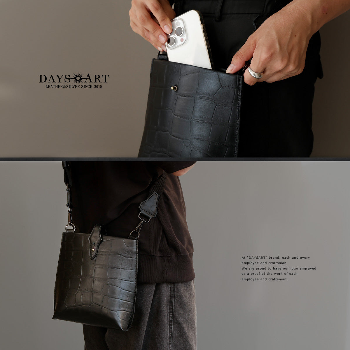 DAYSART クロコダイル型押し ショルダーポーチ lb353