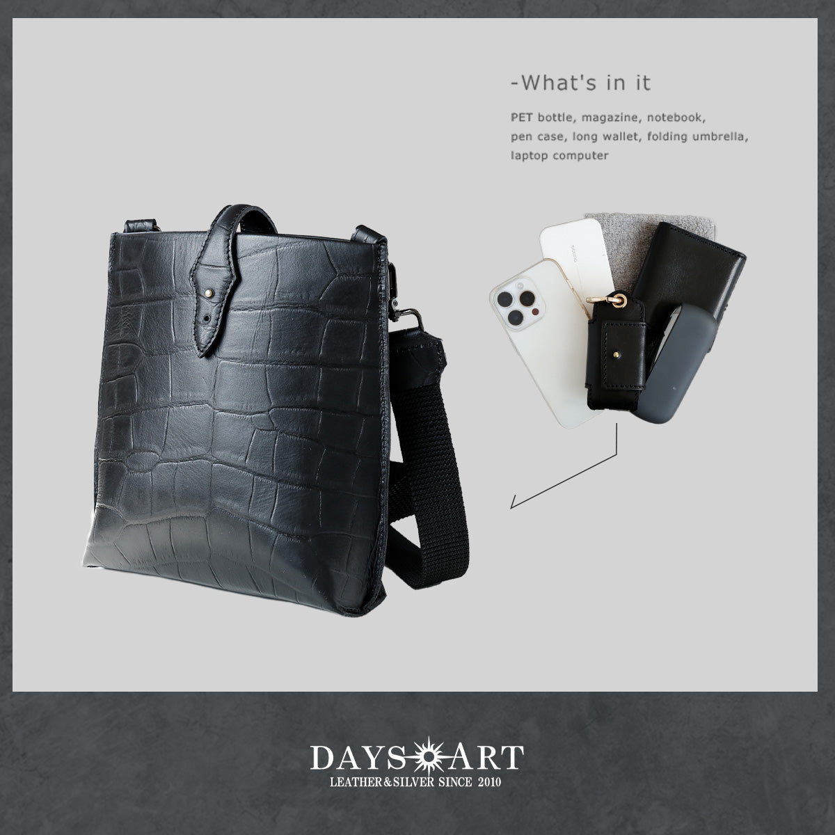 DAYSART クロコダイル型押し ショルダーポーチ lb353