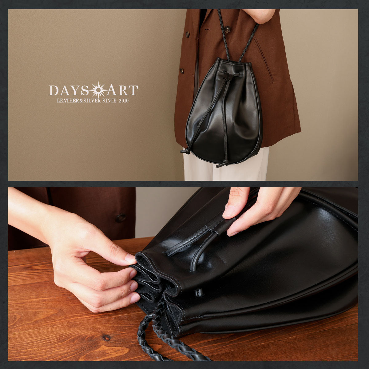 DAYSART 本革 巾着バッグ lb362