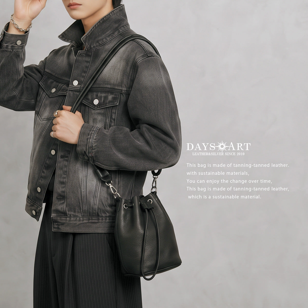 DAYSART 本革 ドローストリングバッグ ショルダー lb404