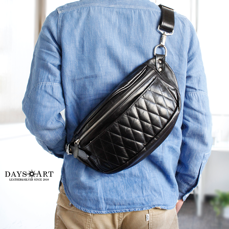 DAYSART ボディバッグ 本革レザー メンズ キルティング ウエストバッグ DAYSART ボディバッグ 本革レザー メンズ キルティング ウエストバッグ
